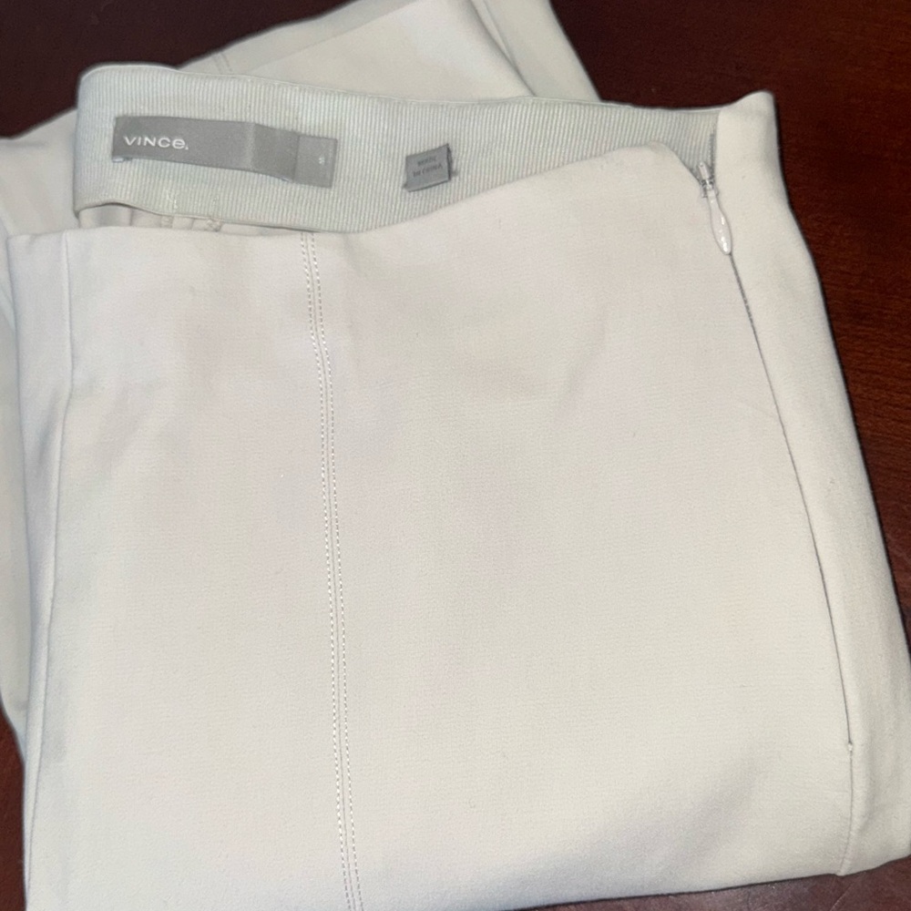 Vince stitch front seam ponte legging pants split hem Gesso light grey Medium - Picture 12 of 16